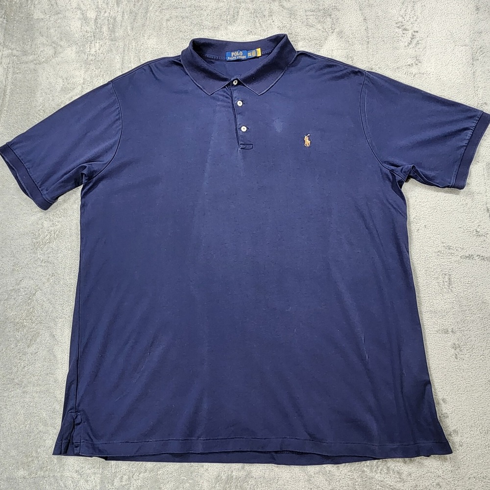 Polo Ralph Lauren‎ Polo Shirt Mens 2XLT Blue Flesh Pony Classic Fit Casual